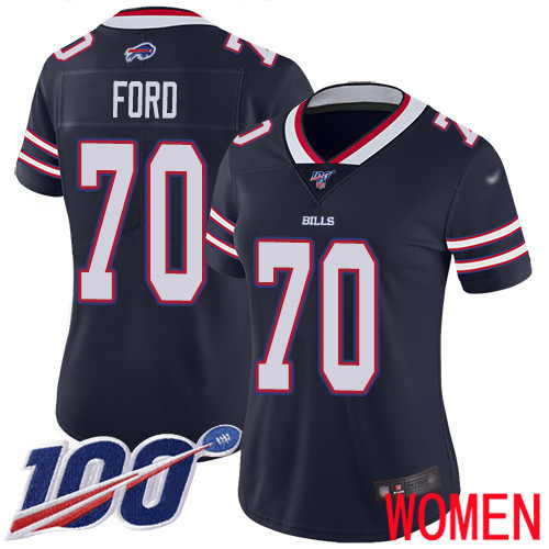 Women Buffalo Bills 70 Cody Ford Limited Navy Blue Inverted Legend 100th Season NFL Jersey